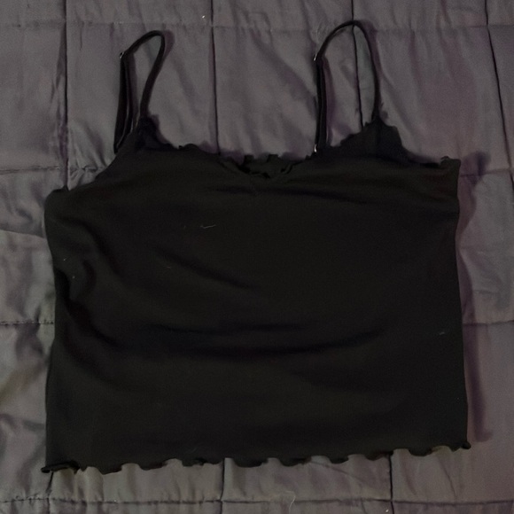 Black Spaghetti Strap Crop Top - Picture 1 of 4